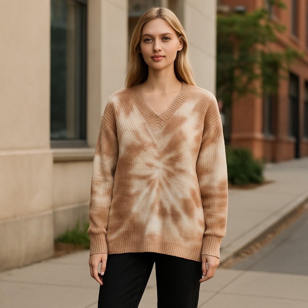 NWOT Aerie Wide Tie Dye V Neck Oversized Pullover Sweater Small